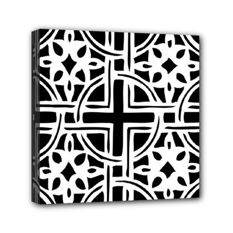 Black And White Geometric Geometry Pattern Mini Canvas 6  X 6  (stretched)