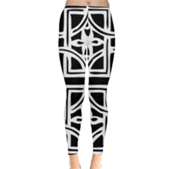 Black And White Geometric Geometry Pattern Leggings  by Jancukart