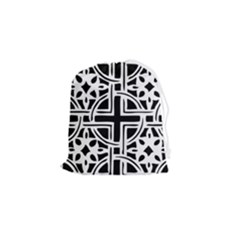 Black And White Geometric Geometry Pattern Drawstring Pouch (small)