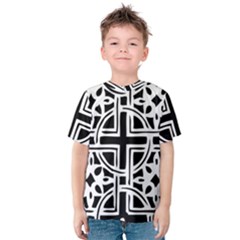 Black And White Geometric Geometry Pattern Kids  Cotton Tee