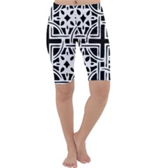 Black And White Geometric Geometry Pattern Cropped Leggings 