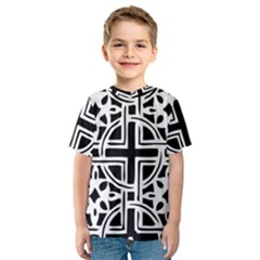 Black And White Geometric Geometry Pattern Kids  Sport Mesh Tee