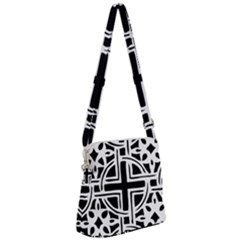 Black And White Geometric Geometry Pattern Zipper Messenger Bag