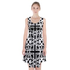 Black And White Geometric Geometry Pattern Racerback Midi Dress