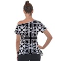 Black And White Geometric Geometry Pattern Off Shoulder Tie-Up Tee View2