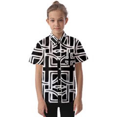 Black And White Geometric Geometry Pattern Kids  Short Sleeve Shirt by Jancukart