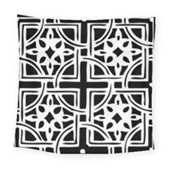 Black And White Geometric Geometry Pattern Square Tapestry (large)