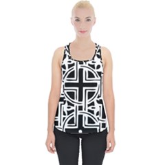 Black And White Geometric Geometry Pattern Piece Up Tank Top