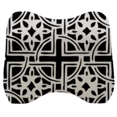 Black And White Geometric Geometry Pattern Velour Head Support Cushion