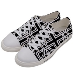 Black And White Geometric Geometry Pattern Men s Low Top Canvas Sneakers