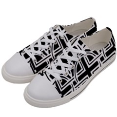 Black And White Geometric Geometry Pattern Women s Low Top Canvas Sneakers