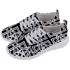 Black And White Geometric Geometry Pattern Men s Lightweight Sports Shoes