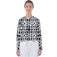 Black And White Geometric Geometry Pattern Women s Slouchy Sweat