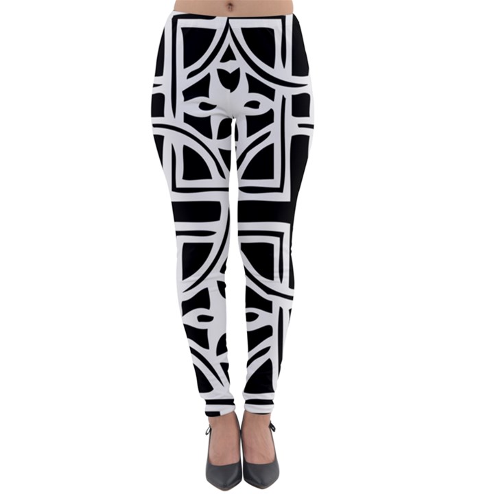 Black And White Geometric Geometry Pattern Lightweight Velour Leggings