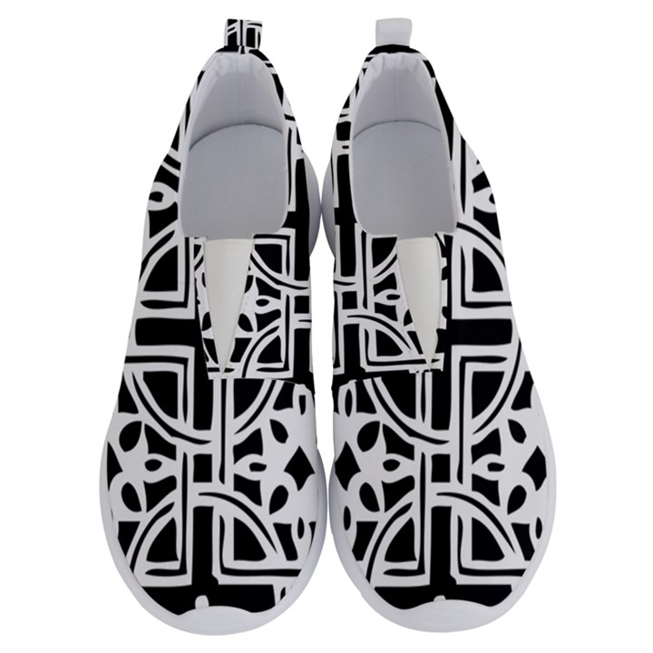 Black And White Geometric Geometry Pattern No Lace Lightweight Shoes