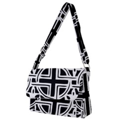 Black And White Geometric Geometry Pattern Full Print Messenger Bag (s)