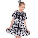 Black And White Geometric Geometry Pattern Kids  Short Sleeve Shirt Dress View1