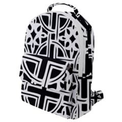 Black And White Geometric Geometry Pattern Flap Pocket Backpack (small)