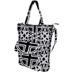 Black And White Geometric Geometry Pattern Shoulder Tote Bag