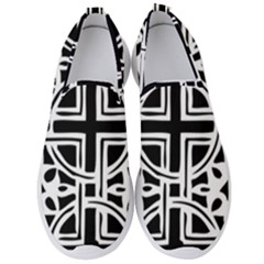 Black And White Geometric Geometry Pattern Men s Slip On Sneakers