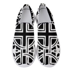 Black And White Geometric Geometry Pattern Women s Slip On Sneakers