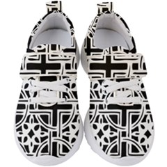 Black And White Geometric Geometry Pattern Kids  Velcro Strap Shoes