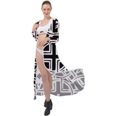 Black And White Geometric Geometry Pattern Maxi Chiffon Beach Wrap