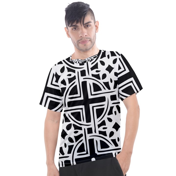 Black And White Geometric Geometry Pattern Men s Sport Top