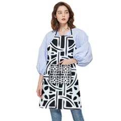 Black And White Geometric Geometry Pattern Pocket Apron