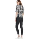 Black And White Geometric Geometry Pattern Frill Neck Blouse View2