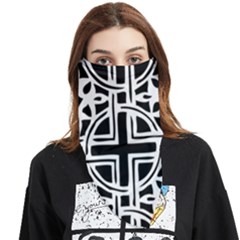 Black And White Geometric Geometry Pattern Face Covering Bandana (triangle)