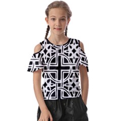 Black And White Geometric Geometry Pattern Kids  Butterfly Cutout Tee by Jancukart