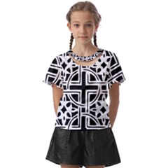 Black And White Geometric Geometry Pattern Kids  Front Cut Tee