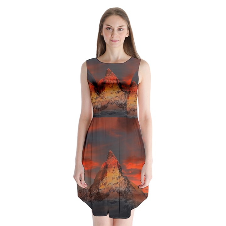 Switzerland-zermatt-mountains-snow- Sleeveless Chiffon Dress  