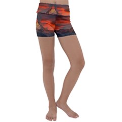 Switzerland-zermatt-mountains-snow- Kids  Lightweight Velour Yoga Shorts