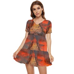 Switzerland-zermatt-mountains-snow- Tiered Short Sleeve Babydoll Dress