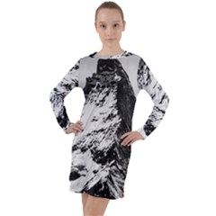 Matterhorn-switzerland-mountain Long Sleeve Hoodie Dress