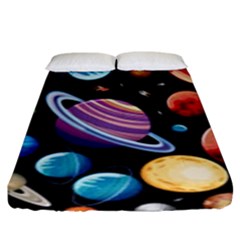 Background-with-many-planets-space Fitted Sheet (king Size) by Jancukart