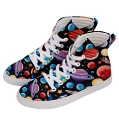 Background-with-many-planets-space Women s Hi-top Skate Sneakers by Jancukart