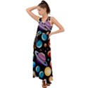 Background-with-many-planets-space V-Neck Chiffon Maxi Dress View1