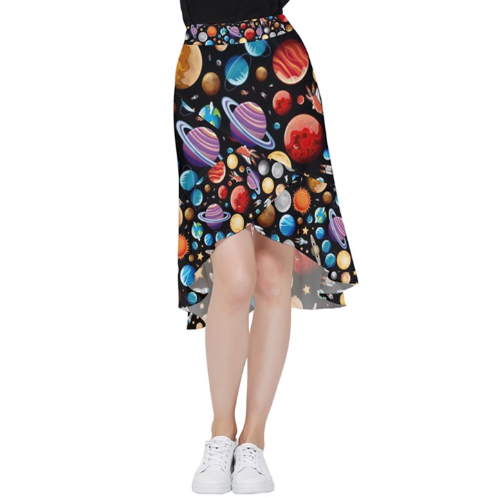 Background-with-many-planets-space Frill Hi Low Chiffon Skirt