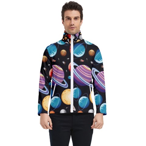 Background-with-many-planets-space Men s Bomber Jacket by Jancukart