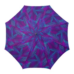 Leaf-pattern-with-neon-purple-background Golf Umbrellas