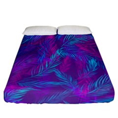 Leaf-pattern-with-neon-purple-background Fitted Sheet (california King Size)