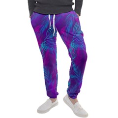 Leaf-pattern-with-neon-purple-background Men s Jogger Sweatpants