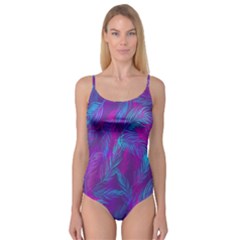 Leaf-pattern-with-neon-purple-background Camisole Leotard 