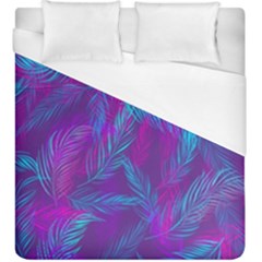 Leaf-pattern-with-neon-purple-background Duvet Cover (king Size)