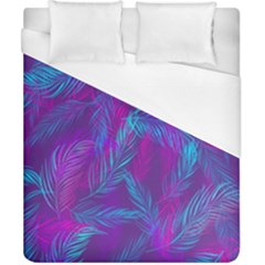 Leaf-pattern-with-neon-purple-background Duvet Cover (california King Size) by Jancukart