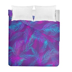 Leaf-pattern-with-neon-purple-background Duvet Cover Double Side (full/ Double Size)