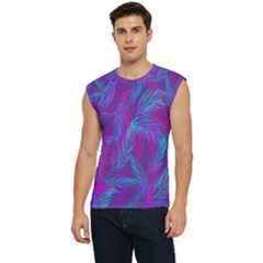 Leaf-pattern-with-neon-purple-background Men s Raglan Cap Sleeve Tee